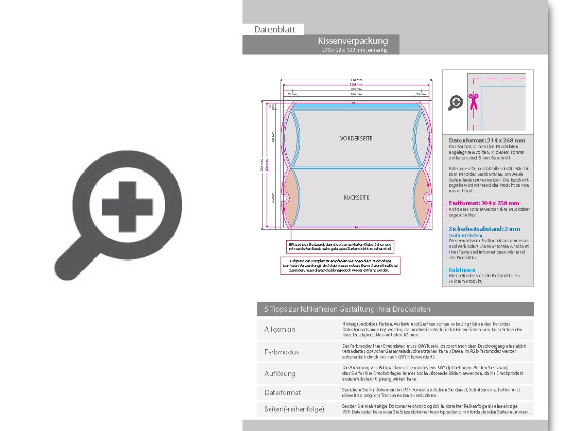 Product Bild kissenverpackung_(27_cm_x_3_2_cm_x_12_3_cm)_einseitig_bedruckt_5_0-farbig_(cmyk_+_sonderfarbe)