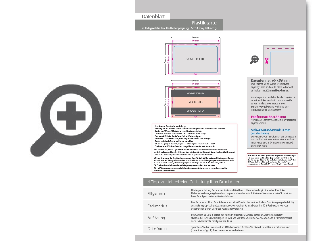 Product Bild plastikkarte_mit_einseitiger_hei__folienpr__gung_silber_und_magnetstreifen_loco_1_0_farbig_bedruckt_auf_wei__em_hintergrund